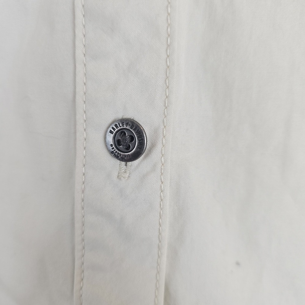 Harley Davidson Womens Sleeveless Motorcycle Collared Shirt Large Off White.C133 - Picture 4 of 13